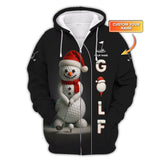 Maxcorners Personalized Christmas Golf Shirt, Snowman Playing Golf With Custom Name, Funny Golf Shirt For Men