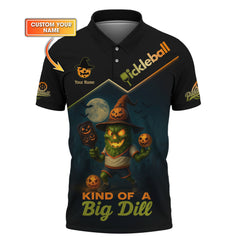 Maxcorners Custom Name Funny Pickleball T-Shirts, Halloween Pickleball Shirt, Kind Of A Big Dill Polos, Gift For Pickleball Lovers LM0509