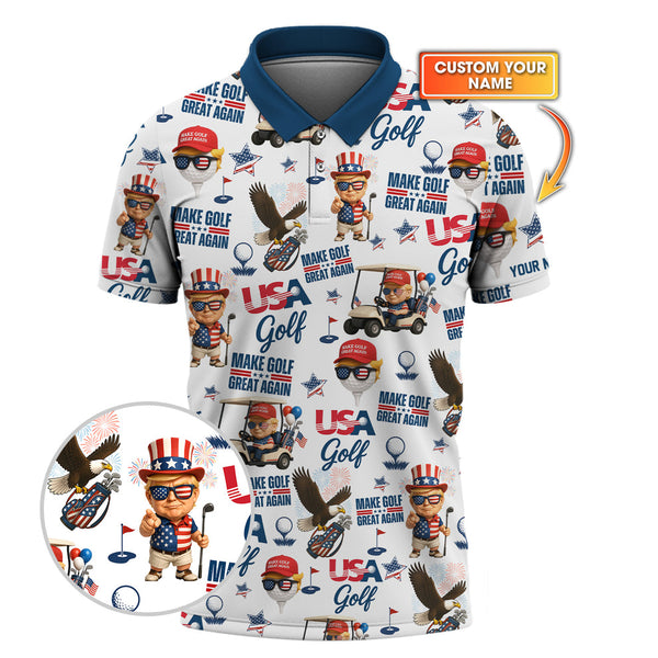 Maxcorners Donald Trump Make Golf Great Again Shirt, 4th Of July Golf Shirt, Patriotic Golf Shirt LM0509