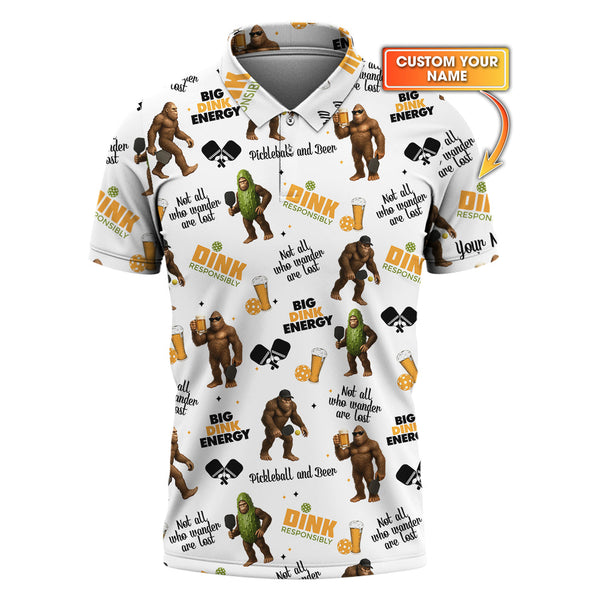 Maxcorners Bigfoot and Beer Pickleball Shirt – Funny Custom Men's Tee – Big Dink Energy Design LM0509