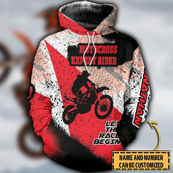 Maxcorners Motocross Expert Rider ( Red ) Customize Name And Number 3D Shirts