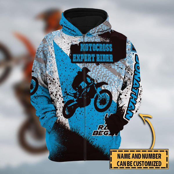 Maxcorners Motocross Expert Rider ( Blue ) Customize Name And Number 3D Shirts