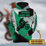 Maxcorners Motocross Expert Rider ( Green ) Customize Name And Number 3D Shirts