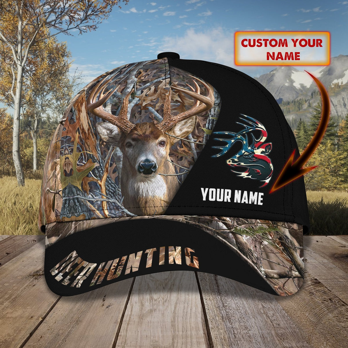 Maxcorners Deer Hunting America Classic Personalized Cap