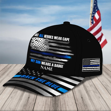 Maxcorners 3D Classic Cap My Son Wears A Badge Personalized Name Cap nama215 LM0402