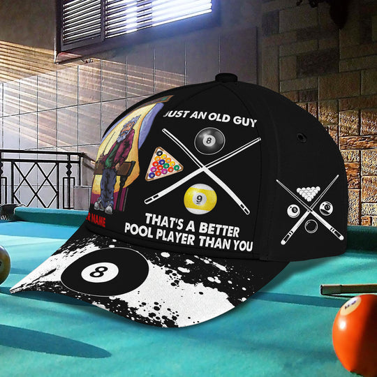 Maxcorners Billiard Lover Personalized Name 3D Over Printed Cap