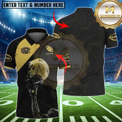 Maxcorners Rugby Black Gold Player Multioptions Customized Name, Team Name 3D Shirts