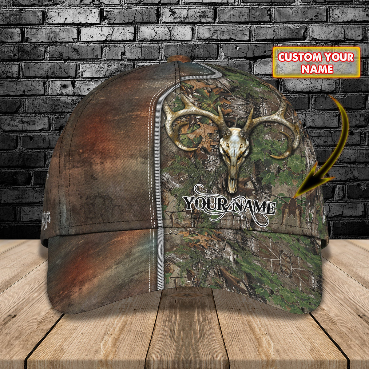 Maxcorners Hunting Rusty Green Camo Classic Personalized Cap