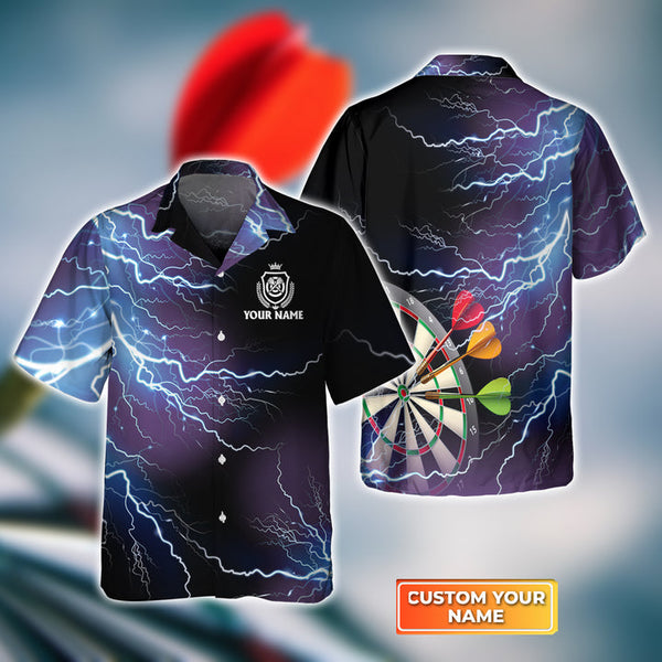 Maxcorners Darts Thunder Lightning Customized Name 3D Hawaiian Shirt