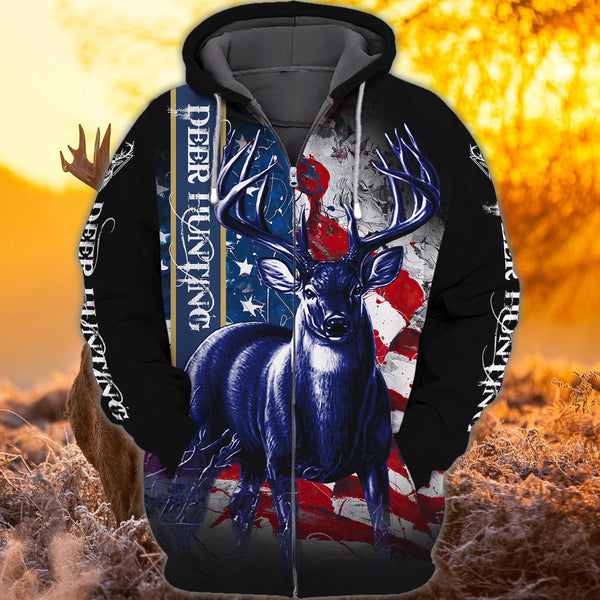 Maxcorners Deer Hunting American Flag Art 3D All Over Printed Clothes