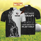 Maxcorners Golf Black Fire Pattern Customized Name 3D Shirt