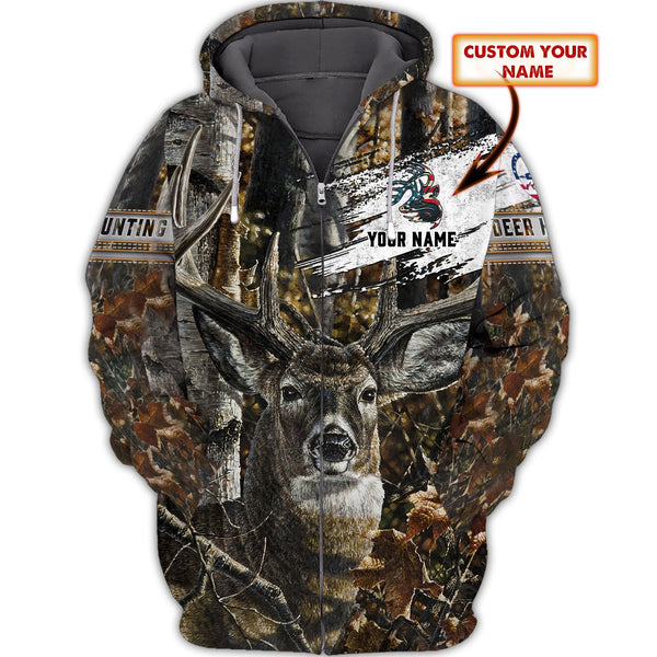 Maxcorners Custom Name Hunting Deer America Camo Shirt 3D All Over Printed Clothes