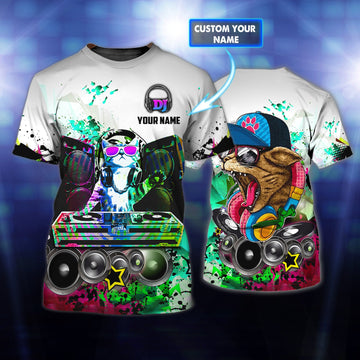 Maxcorners DJ Cat Personalized 3D All Over Printed Shirt