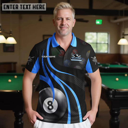 Maxcorners Billiard 8 Ball 9 Ball Basic Style Multicolor Options Personalized Name, Team Name 3D Shirts (4 Colors)