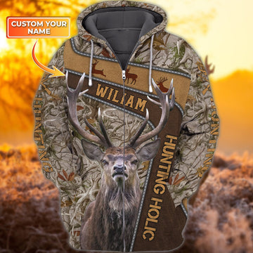 Maxcorners Custom Name Hunting Holic Shirt 3D All Over Printed Clothes