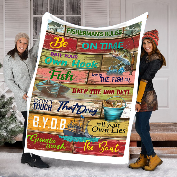 Maxcorners Fisherman's Rules Fishing 3D Quilt - Blanket