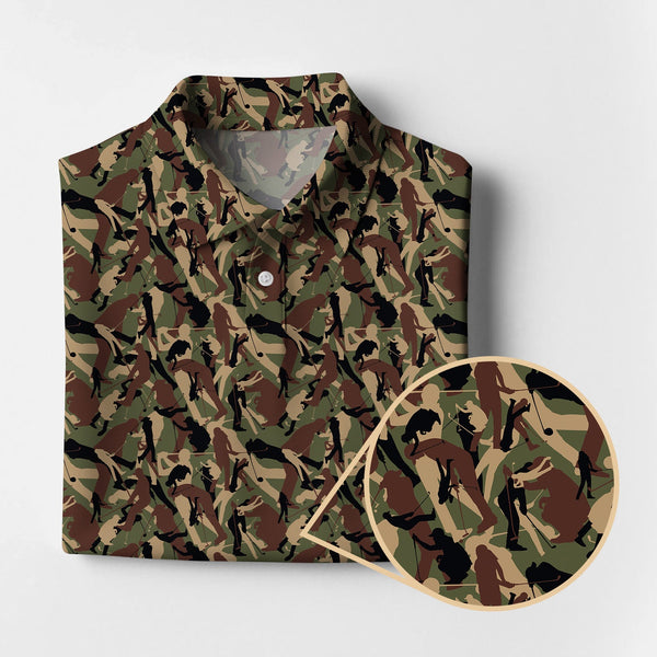Maxcorners Camo Pattern Golf Polos For Men, Crazy Golf Shirts, Golf Gift For Golfer, Funny Golf Shirt