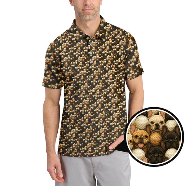 Maxcorners French Bulldog Golf Shirt For Men,Funny Pattern Golf Shirt, Dog Golf Shirt For Golfer