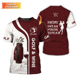 Maxcorners Custom Name Women's Golf Polos, Golf And Wine Shirt, Funny Golf Shirts For Lady Golfers