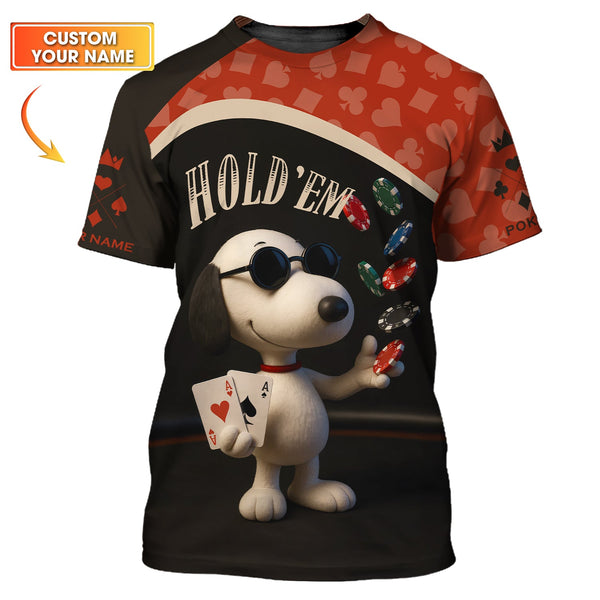 Hold Em Snoopy Custom Name Poker Shirt – Funny Chip Tee – Casino Gift for Players