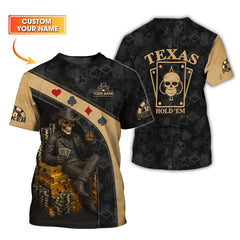 Maxcorners Texas Hold'em Poker Shirt, Skeleton Playing Poker Gifts For Poker LoversLM1009