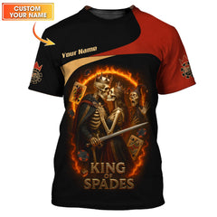 Maxcorners Custom Poker Shirt King of Spades Skeleton Tee, Gifts Poker Team PlayersLM1009