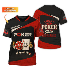 Maxcorners Custom Name Poker Shirt - Red Black Tee with Chip, Card & â€œDo Not Foldâ€ QuoteLM1009