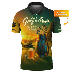 Maxcorners Golf and Beer That’s Why I’m Here Shirt – Custom Men's Golf Polo – Funny Golf Apparel For Dad