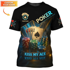 Maxcorners Funny Poker Shirts, Custom Name Poker Shirt, Menâ€™s Poker Polos, Kiss My AceLM1009