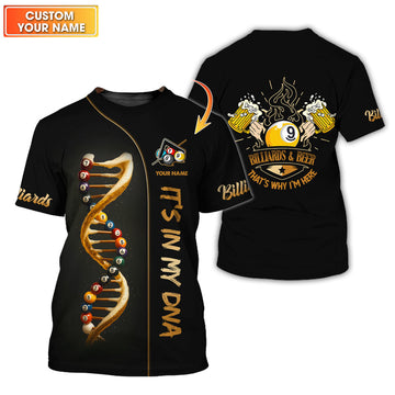 Maxcorners Custom Billiards Jersey In My DNA, 9 Ball Pool Billiards And Beer Why I'm Here T Shirt, Gift For Billiards Player LM0509