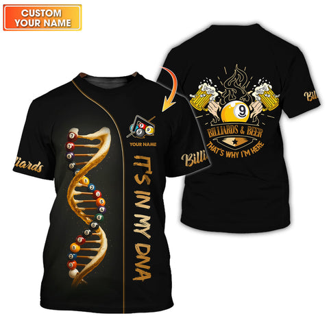 Maxcorners Custom Billiards Jersey In My DNA, 9 Ball Pool Billiards And Beer Why I'm Here T Shirt, Gift For Billiards Player LM0509