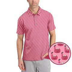Maxcorners Breast Cancer Golf Shirt For Golfer, In October We Wear Pink Shirt, Pattern Golf Shirt For Golf Players