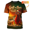 Maxcorners Personalized Christmas Golf Shirt, Funny Xmas Golf Shirt With Custom Name, Golf And Beer Shirt For Men