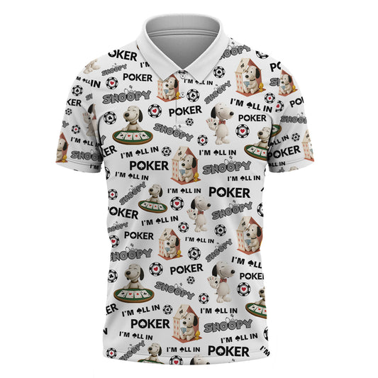 Maxcorners Snoopy Poker Shirt - Funny â€œIâ€™m All Inâ€ Dog Poker Shirt - Cartoon Gambling Tee for MenLM1009