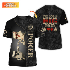 Maxcorners I've Got a Big Pair Custom Name Poker Shirt, Men's Poker Polos, Funny Poker ShirtsLM1009
