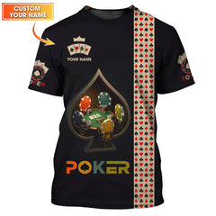 Maxcorners Custom Poker Shirt, Black Casino Chip Tee Spade Table Card Game Design Poker T ShirtLM1009