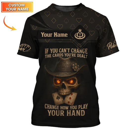 Maxcorners Texas Hold Em Shirts, Custom Name Poker Player Polos, Skull Poker ShirtLM1009