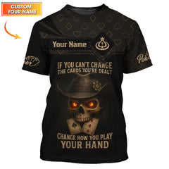 Maxcorners Texas Hold Em Shirts, Custom Name Poker Player Polos, Skull Poker ShirtLM1009