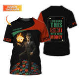 Poker T Shirt Flaming Cards Tee Custom Skull Suit & Chip Poker Stack Design