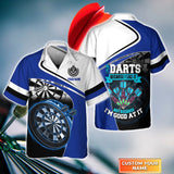 Maxcorners Darts I Play Darts Because I Like It Blue Pattern Customized Name 3D Hawaiian Shirt