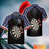 Maxcorners Darts Usa Flag Customized Name 3D Hawaiian Shirt