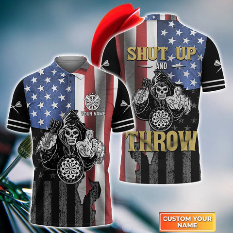 Maxcorners Shut Up And Throw American Flag Personalized 3D All Over Printed Shirt