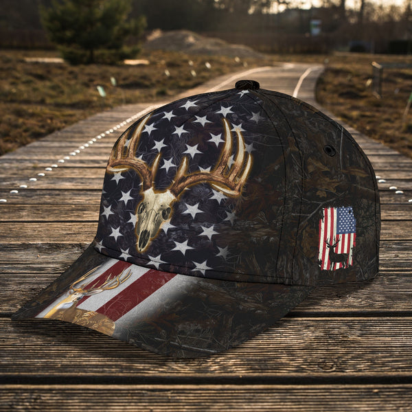 Maxcorners American Deer Hunting Skull American Personalized Cap