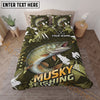 Maxcorners Fishing Outdoor Camo Personalized Name Unisex 3D Bedding Set
