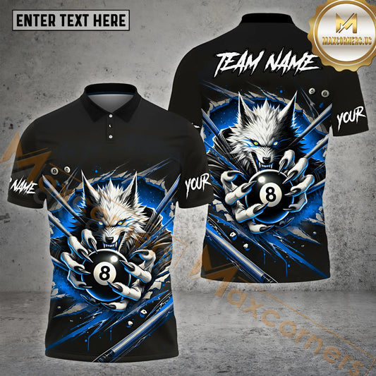 Maxcorners Billiard Crack Bloody 8 Ball Wolf Jersey Multicolor Options Personalized Name, Team Name 3D Shirt (4 Colors)