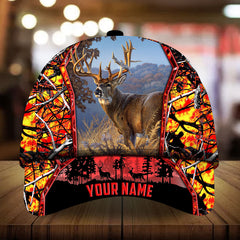 Maxcorners Bleak Poplar Deer Hunting Personalized Hats 3D Multicolored