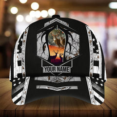 Maxcorners Deer Hunting US Flag Pattern 3D Multicolor Personalized Cap