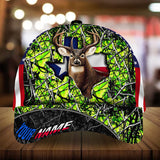 Maxcorners Texas Flag Deer Hunting Camo Pattern 3D Multicolor Personalized Cap