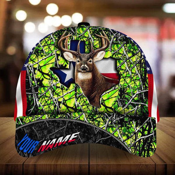 Maxcorners Texas Flag Deer Hunting Camo Pattern 3D Multicolor Personalized Cap