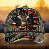 Maxcorners Premium Best Dark Old Flag Hunting Deer Personalized Hats 3D Multicolored